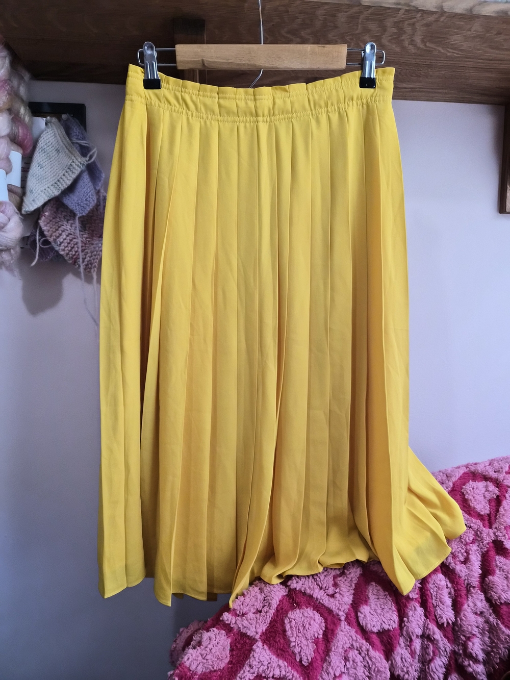 J. Crew Yellow Pleated Midi Skirt